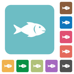 Obraz premium Fish rounded square flat icons