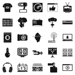 Telly icons set, simple style