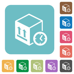 Package shipping time rounded square flat icons