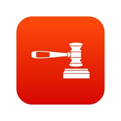 Judge gavel icon digital red