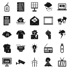 TV show icons set, simple style