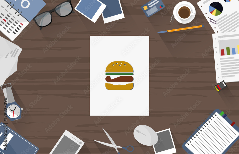 Sticker Hamburger - Dokument auf Schreibtisch