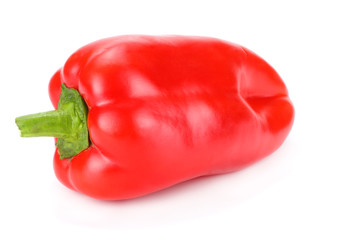 one red sweet bell pepper isolated on white background
