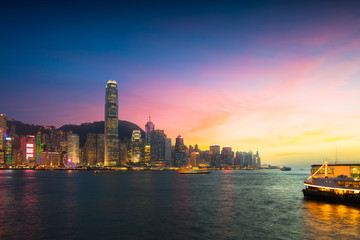 Obraz premium Victoria harbour, Hong Kong skyline