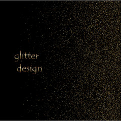 Gold glitter texture on a black background. Holiday background. Golden explosion of confetti. Golden grainy abstract texture on a black background.
