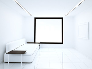 modern sofa in the room, 3d