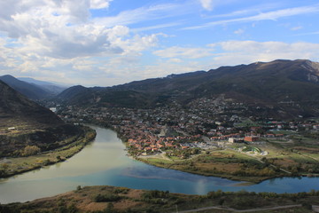the confluence of two rivers Mtkvari and Argue in Mtskheta