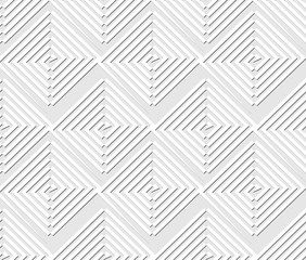 Seamless light contrasting geometric background with square and triangle elements, white line patterns on light gray background,