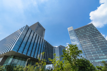 architectural complex against sky in downtown tianjin, china.