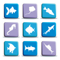 Fish buttons. Vector illustration