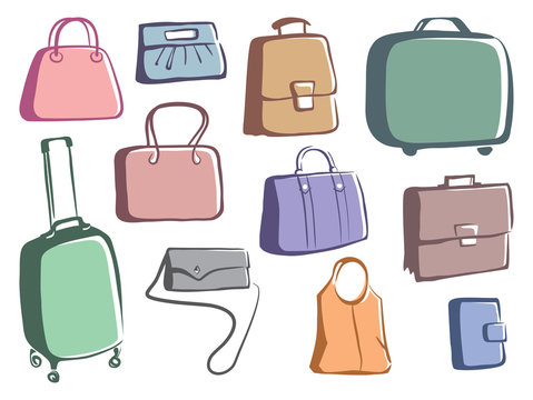 Bags and suitcases doodles.