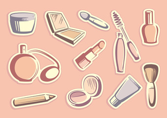 Cosmetics stickers. Vector illustration