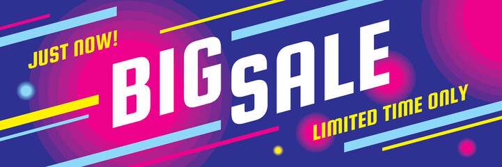 Big sale discount - vector layout concept illustration. Abstract horizontal advertising promotion banner. Creative background. Special offer. Graphic design elements. 