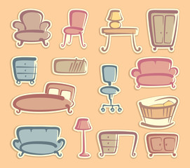 Stickers with furniture images