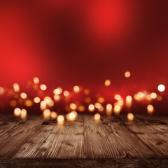 Red illuminated backdrop with golden lights