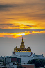 The Golden Mountain of Thailand(Wat Sraket, Bangkok) at twilight