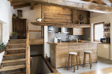 wood kitchen in cottage style - 179832474