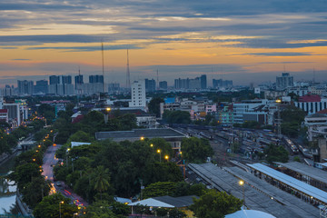Bangkok skyline at twilight, Thailand.