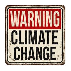 Fototapeta premium Ostrzeżenie przed zmianą klimatu vintage zardzewiały metalowy znak