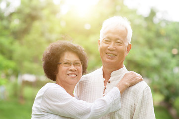 Happy senior Asian couple portrait.