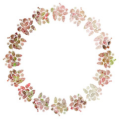 Round Christmas frame with holly berries silhouettes.