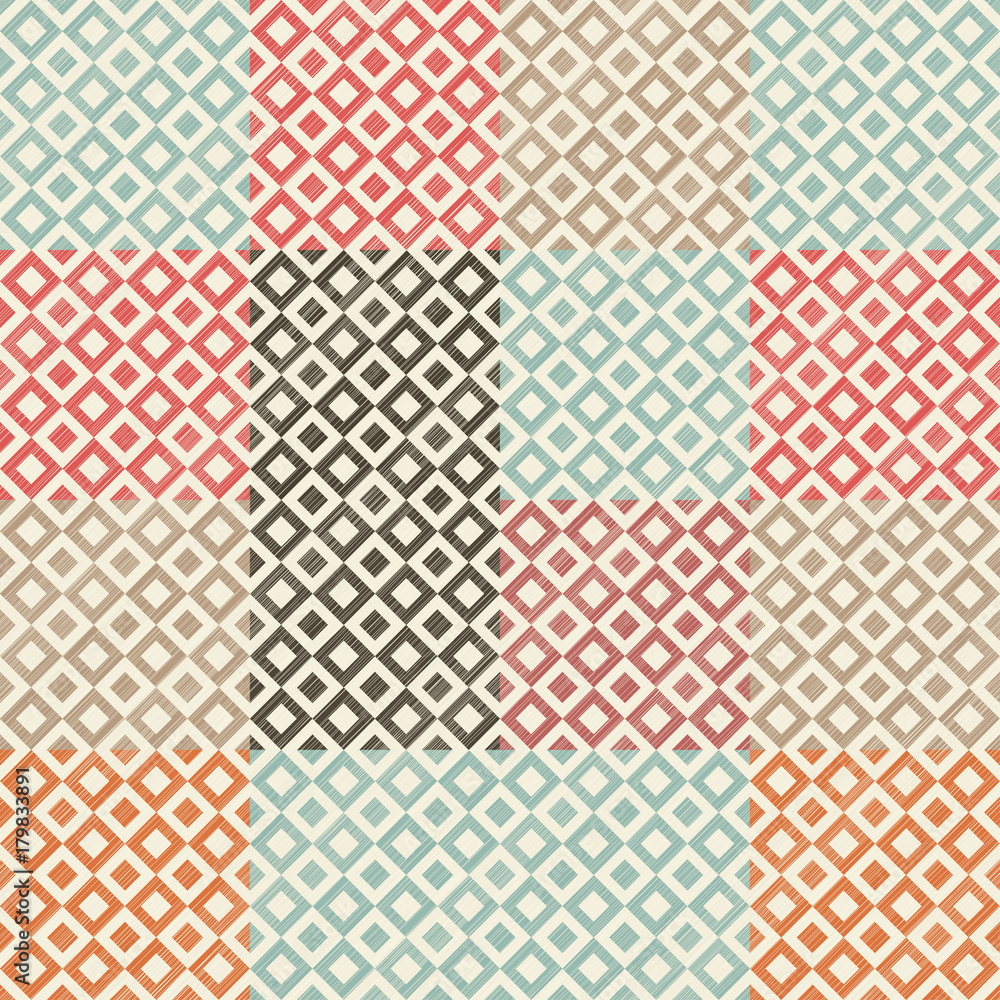 Poster outline seamless pattern with geometric figures. repeated diamond ornamental abstract background. et