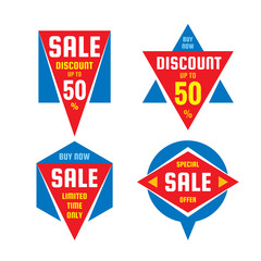 Sale discount - concept banner set. Abstract sign. Creative layouts. Graphic design elements. 