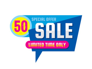 Sale - concept banner vector illustration. Special offer creative layout. Discount 50% off. Graphic design element. 