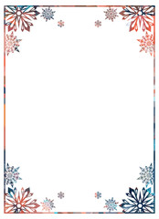 Winter frame with snowflakes. Copy space. 