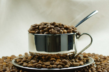 Coffee cup and beans