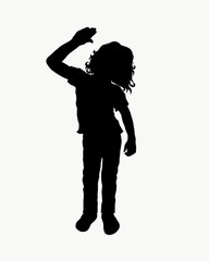 Silhouette of a curly child