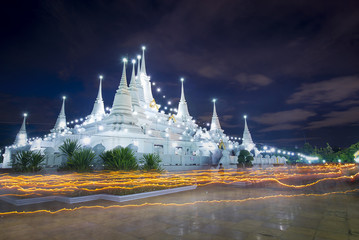 Samutprakarn, Thailand - Jul 9 2017 : Buddhist in Thailand come to pray in Asalha Puja Day at Asokaram Temple, one of the most famous temple.