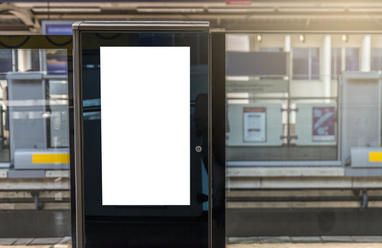Blank digital poster on train platform