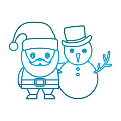 Obraz premium cartoon santa claus and snowman icon over white background vector illustration