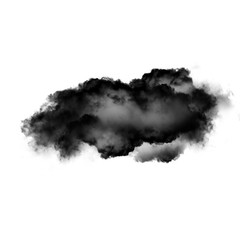 Black cloud of smoke isolated over white background, 3D illustration