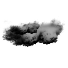 Black cloud of smoke isolated over white background, 3D illustration