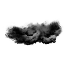 Black cloud of smoke isolated over white background, 3D illustration