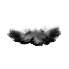 Black cloud of smoke isolated over white background, 3D illustration