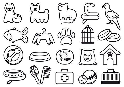 Pets care icon set