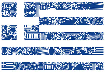 Flag of Greece from its traditional symbols - obrazy, fototapety, plakaty