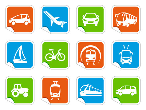Transport icons on stickers