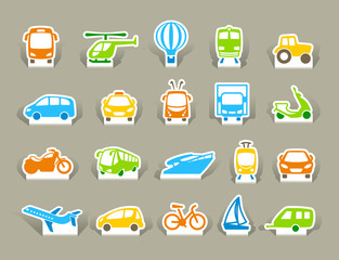 Transportation Icons on stickers