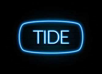Tide  - colorful Neon Sign on brickwall