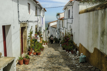 sight of the streets of the Portuguese city of Castelo de Vide.