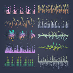 Naklejka premium Music Sound Waves Vector. Classic Sound Wave From Equalizer. Audio Technology, Musical Pulse. Illustration