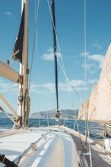 Fototapeta premium Yacht sailing in the tropical sea