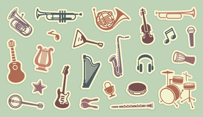 Fototapeta premium Stickers of musical instruments