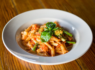 Vegan/Veggie Pasta In White Bowl