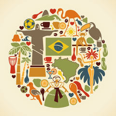 Brazilian icons in the form of a circle