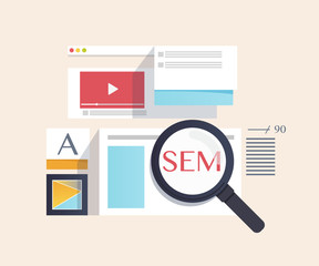 concept of SEM - Search Engine Marketing,digital marketing, creative business internet strategy and market promotion development.